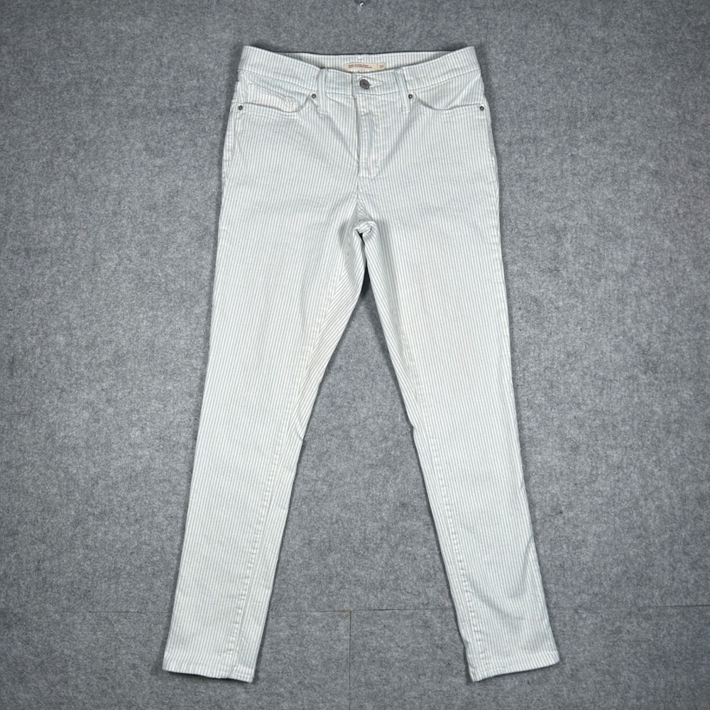 Levis 311 Denim jeans Shaping Skinny Women 30(29x28) White Blue Pinstripe fabric